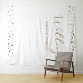 Eenvoudig Goud confetti bruiloft script Aangepaste Wandkleed (In Situ (horizontaal))