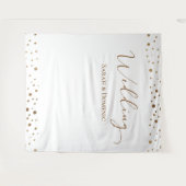 Eenvoudig Goud confetti bruiloft script Aangepaste Wandkleed (Voorkant (horizontaal))
