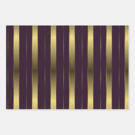 Eenvoudig goud en Bourgondische Paarse geometrisch Inpakpapier Vel
