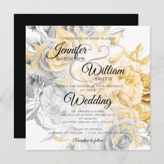 Eenvoudig goud- en zilverlegant huwelijk (Voorkant / Achterkant)