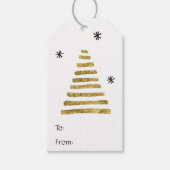 Eenvoudig goud en zwarte kerstboom van en naar cadeaulabel (Voorkant)
