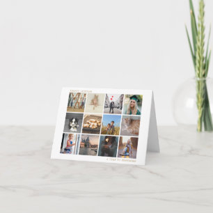 Eenvoudig Goud Familie Fotocollage Modern Kerstmis Feestdagen Kaart