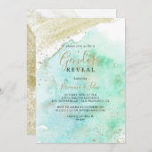 Eenvoudig Goud Groen Minimalistisch Geslacht Onthu Kaart (Voorkant / Achterkant)