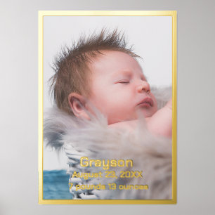 Eenvoudig goud omzoomde geboorte foto folie afdrukken