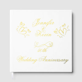 Eenvoudig goud op wit 50ste bruiloft Jubileum | Gastenboek