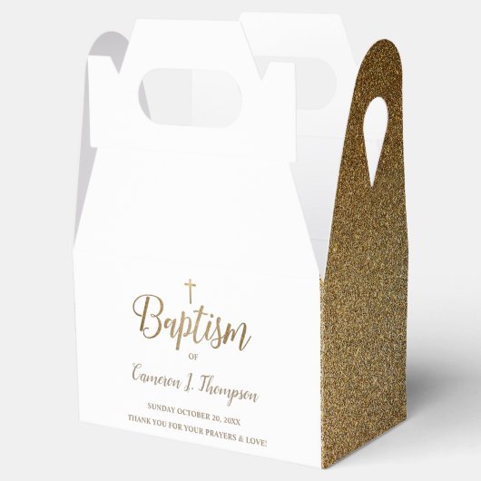 Eenvoudig goud wit doopkruis dank u voor Bo Bedankdoosjes (Geopend)