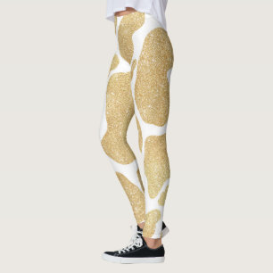 Eenvoudig Goud wit Grote Koe Vlekken Dierenpatroon Leggings
