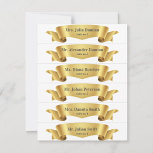Eenvoudig Goud Zijde Lint Banner Trouwplaats Kaart