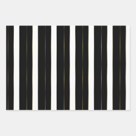 Eenvoudig goud zwart en wit geometrische strepen inpakpapier vel