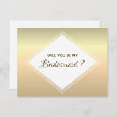 Eenvoudig gouden bruidsmeisje voorstel uitnodiging briefkaart (Voorkant / Achterkant)