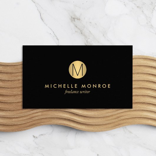 Eenvoudig Gouden Cirkel Monogram Professional Zwar Visitekaartje