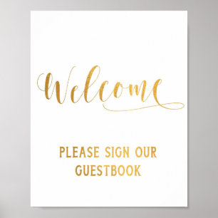 Eenvoudig gouden kalligrafie welkomstbord poster