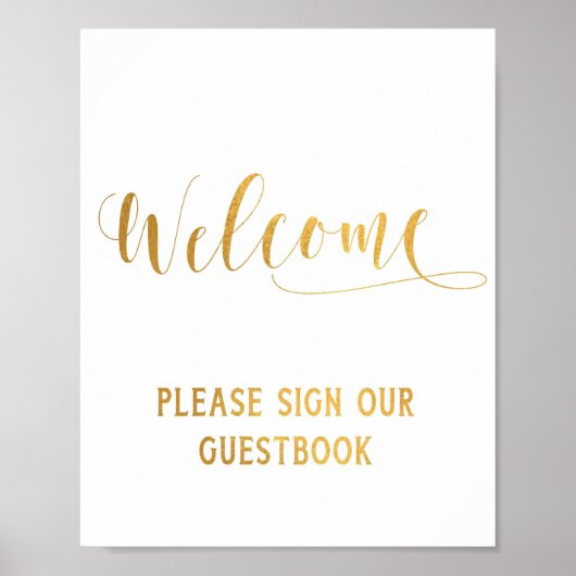 Eenvoudig gouden kalligrafie welkomstbord poster (Voorkant)