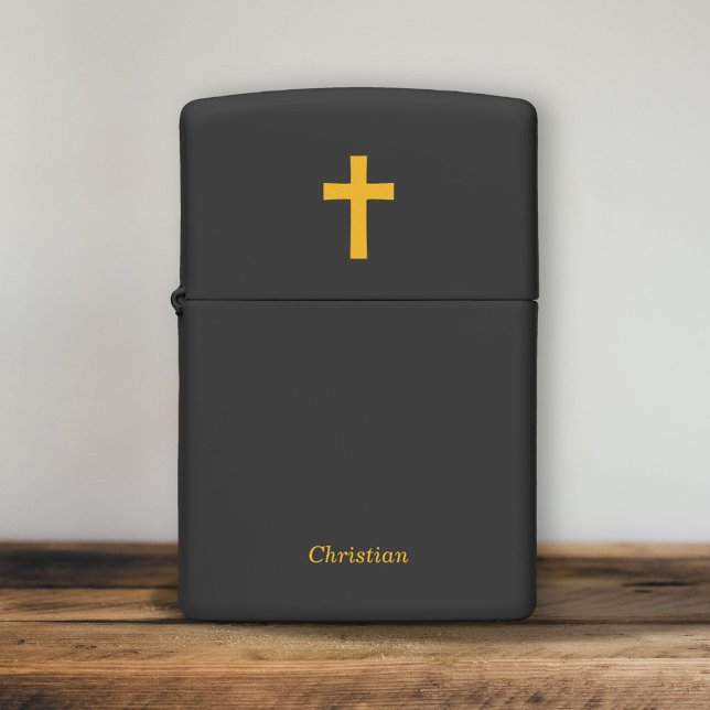 Eenvoudig gouden kruis (Gold Cross Zippo Lighter)