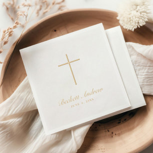 Eenvoudig gouden kruis schrift folie servetten