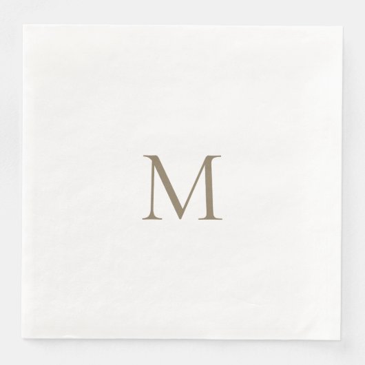 Eenvoudig Gouden Monogram Wit Papier servet (Voorkant)