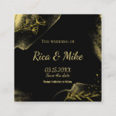 Eenvoudig gouden zwarte Moderne Sparen de Datum Informatiekaartje (Voorkant)