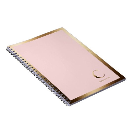 Eenvoudig goudmonogram omlijst | Roze Notitieboek (Rechterzijde)