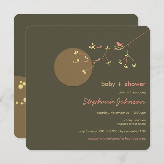 Eenvoudig grafisch Baby shower voor vogelfamilie n Kaart (Voorkant / Achterkant)