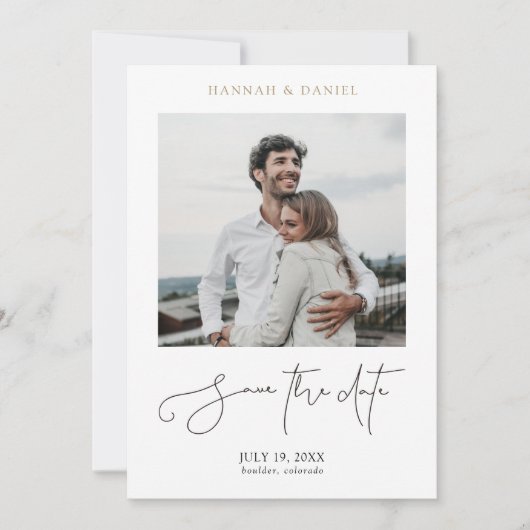 Eenvoudig grafisch minimalistisch modern script fo save the date (Voorkant)