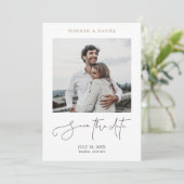 Eenvoudig grafisch minimalistisch modern script fo save the date (Staand voorkant)