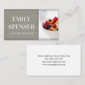 Eenvoudig Grey Linen Nutritionist Visitekaartje (Voorkant / Achterkant)
