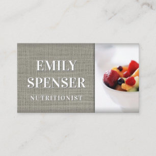 Eenvoudig Grey Linen Nutritionist Visitekaartje