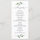 Eenvoudig Grieks Eucalyptus Wedding Programme Menu (Achterkant)