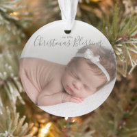 Eenvoudig grijs Elegant Baby Eerste Kerstmis