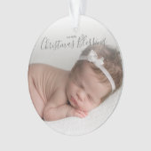 Eenvoudig grijs Elegant Baby Eerste Kerstmis Ornament (voorkant)