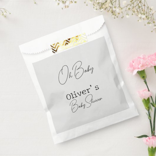 Eenvoudig grijs Elegant Kalligrafie Baby shower Bedankzakje (Gezegeld)
