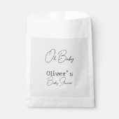 Eenvoudig grijs Elegant Kalligrafie Baby shower Bedankzakje (Voorkant)