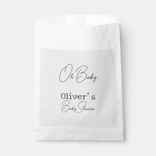 Eenvoudig grijs Elegant Kalligrafie Baby shower Bedankzakje (Voorkant)
