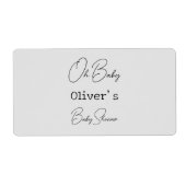 Eenvoudig grijs Elegant Kalligrafie Baby shower Etiket (Voorkant)