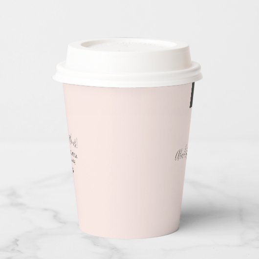 Eenvoudig grijs en roze sociale media op maat papieren bekers (Links)