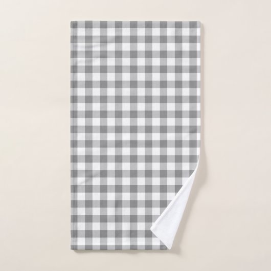 Eenvoudig grijs en wit gingham bad handdoek (Handdoek)