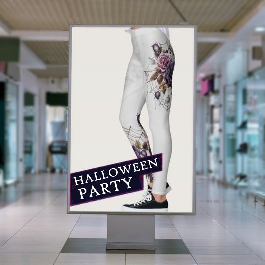 Eenvoudig grijs gotisch web Halloween feest Leggings