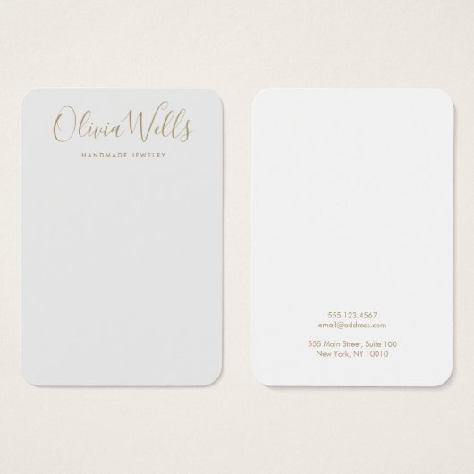 Eenvoudig, grijs, grijs, gouden beeldscherm voor K Visitekaartje (Voorkant /achterkant)