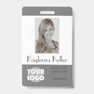 Eenvoudig Grijs Logo Barcode ID Pasfoto Afdeling Badge
