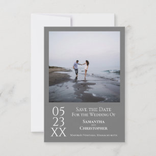 Eenvoudig grijs modern minimalistisch fotohuwelijk save the date