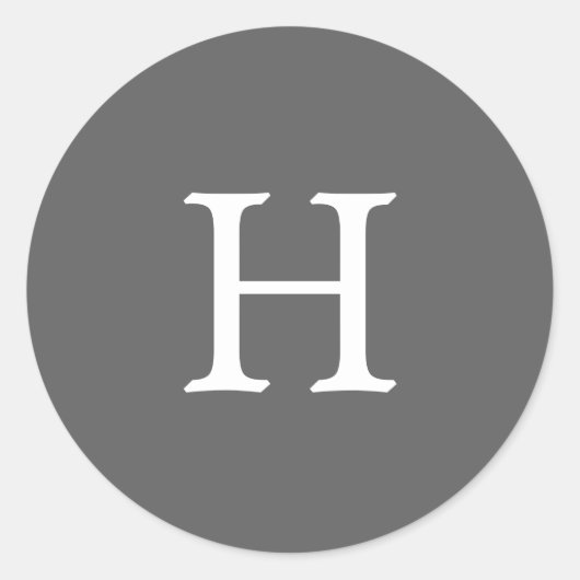 Eenvoudig grijs monogram huwelijk ronde sticker (Voorkant)
