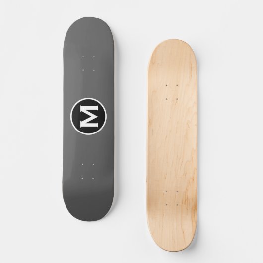 Eenvoudig grijs monogram skateboard (Voorkant)