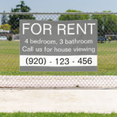 Eenvoudig grijs te huur Custom Real Estate Company Spandoek (Insitu)
