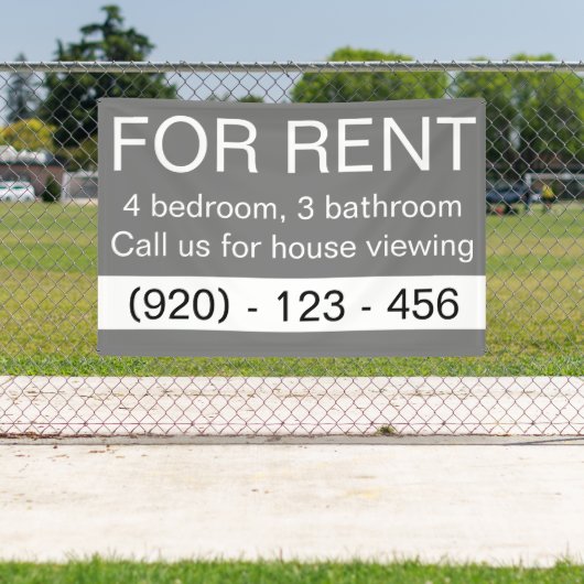 Eenvoudig grijs te huur Custom Real Estate Company Spandoek (Insitu)