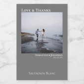 Eenvoudig grijs weddenschap en Bedankt Afbeelding  Wijn Etiket (Enkel label)