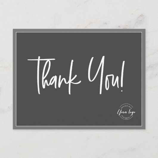 Eenvoudig Grijs Witte Bedrijf Aangepast Dank u Briefkaart (Voorkant)