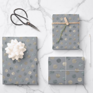 Eenvoudig grijs & zilveren polka stippen modern & inpakpapier vel