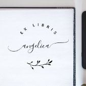 Eenvoudig grillig script minimalistisch ex libris  	rubberstempel