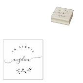 Eenvoudig grillig script minimalistisch ex libris  	rubberstempel (Gestempeld)