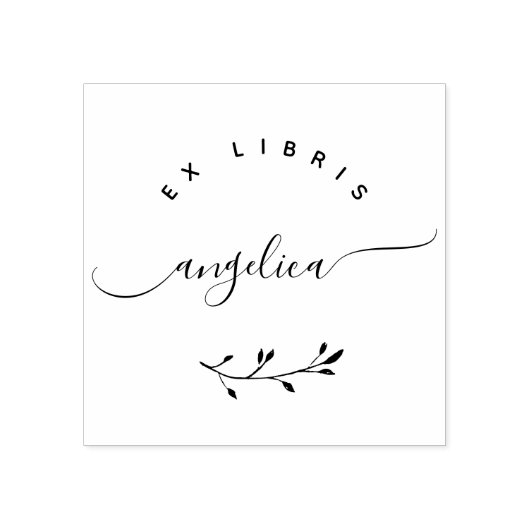 Eenvoudig grillig script minimalistisch ex libris  	rubberstempel (Afrduk)